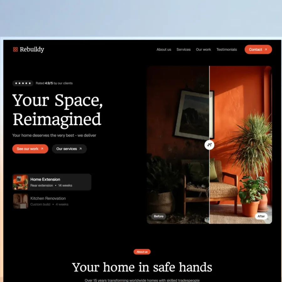 Rebuildy — Construction & Renovation Template — Nasir Nawaz Framer Template
