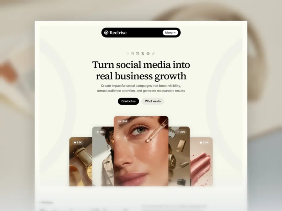 Reelrise — Social Media Agency Template — Mudasir Hussain Framer Template