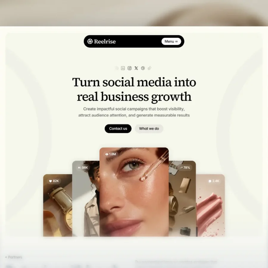 Reelrise — Social Media Agency Template — Mudasir Hussain Framer Template