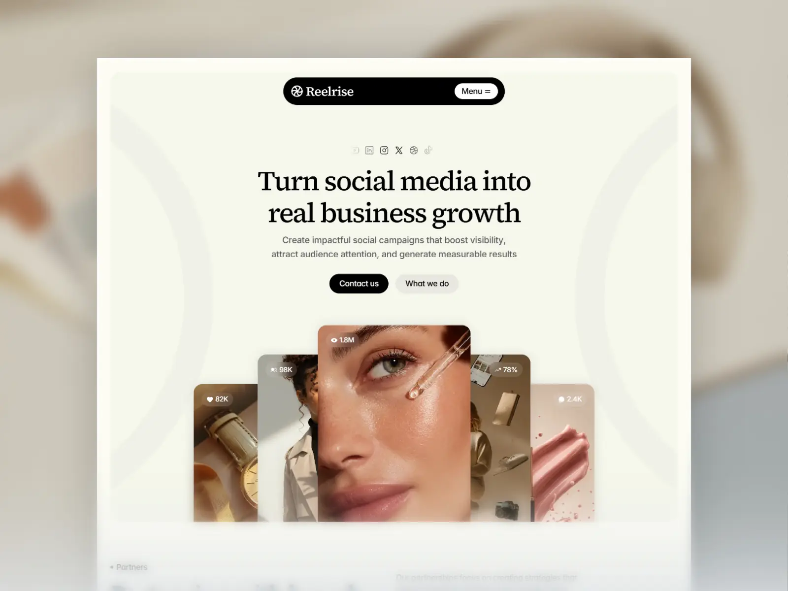 Reelrise — Social Media Agency Template — Mudasir Hussain Framer Template