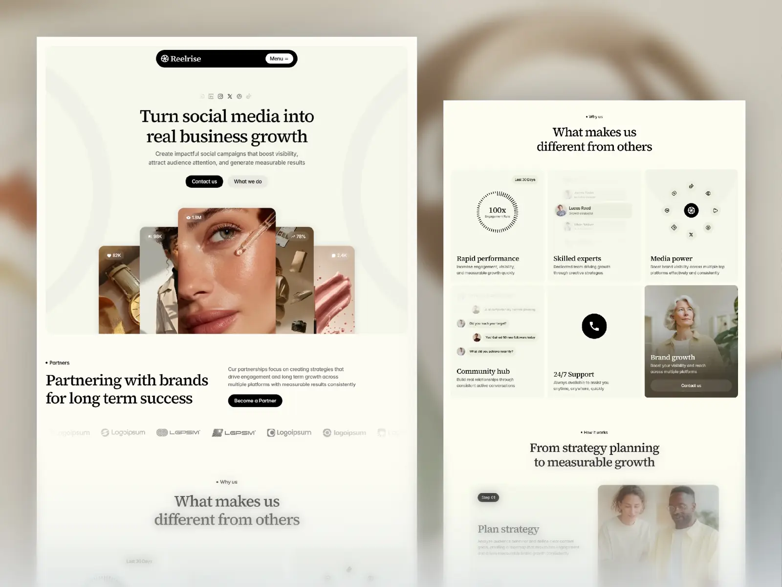 Reelrise — Social Media Agency Template