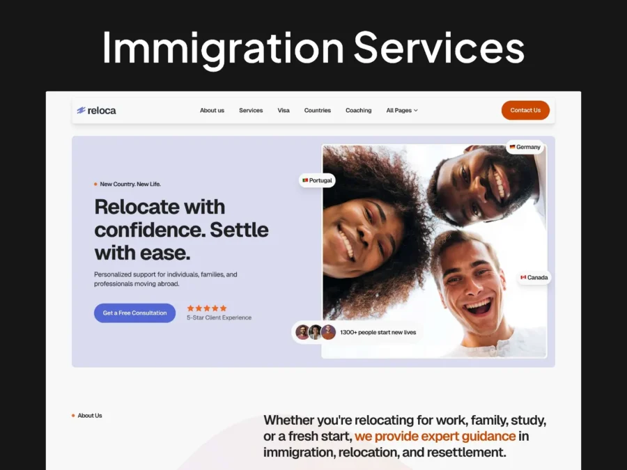 Reloca — Immigration Services — fourtwelve Framer Template