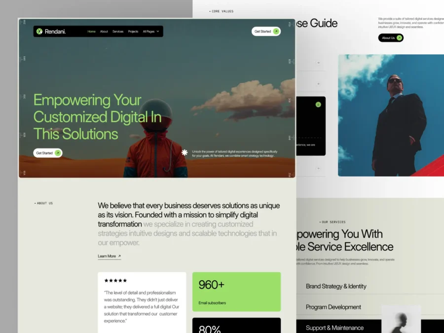 Rendani — Creative Portfolio, Marketing Site — Pentaclay Framer Template