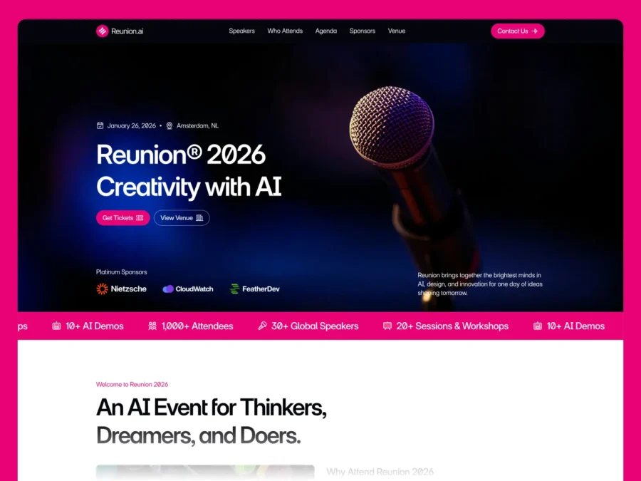 Reunion — Free Event & Conference Template — Shahrukh Qureshi Framer Template