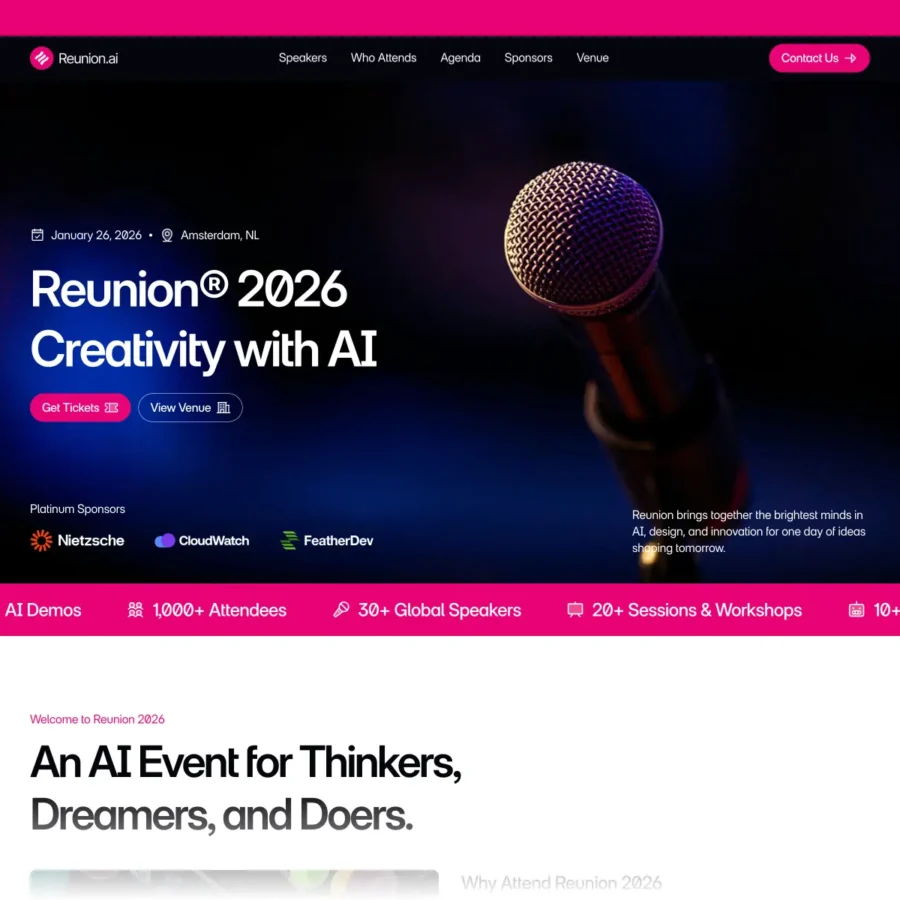 Reunion — Free Event & Conference Template — Shahrukh Qureshi Framer Template