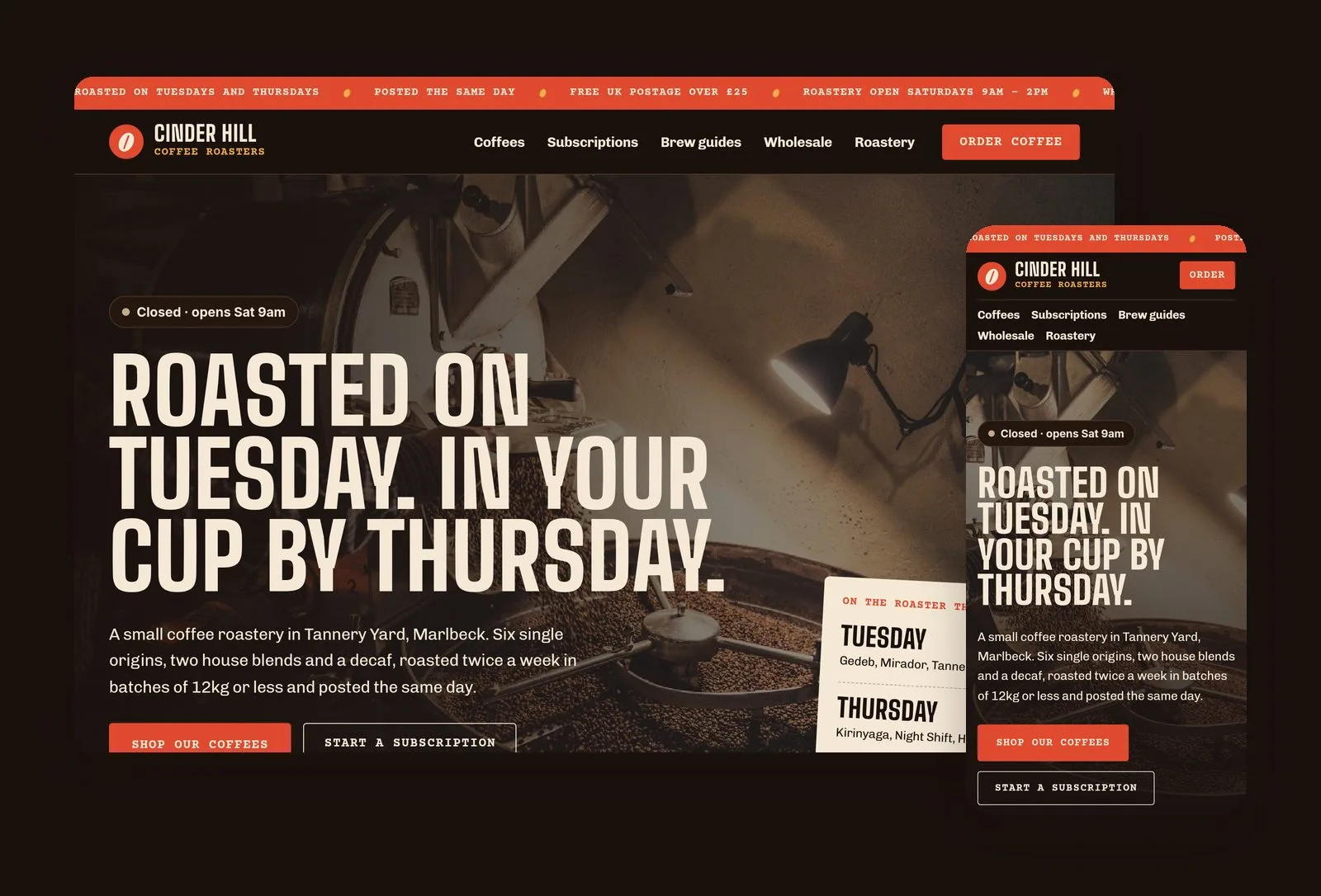Roast Coffee Co — Yehor Vermiyenko Framer Template