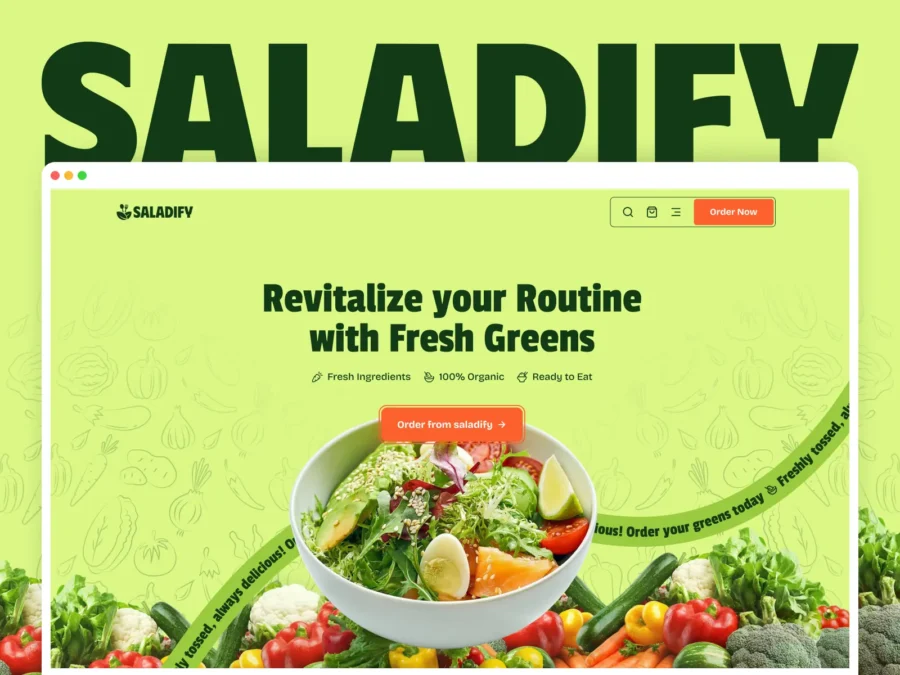 Saladify — Food & Restaurant Service Template — Ui Mile Framer Template