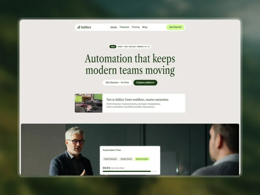 Salifact — Automation SaaS Website Template — Salim from Webestica Framer Template
