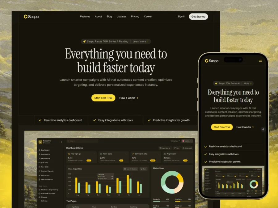 Saspo — AI Marketing SaaS Template — Tanvir Framer Template