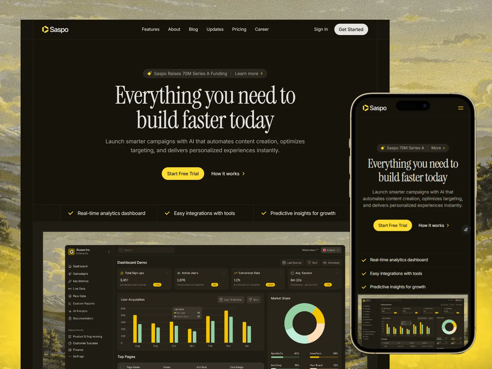Saspo — AI Marketing SaaS Template — Tanvir Framer Template