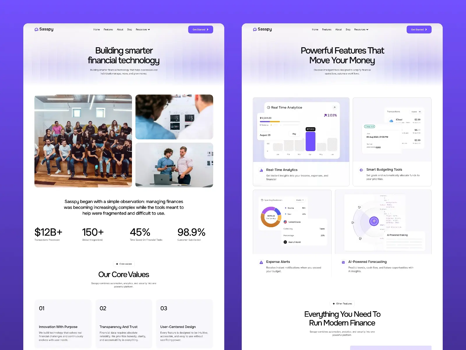 Sasspy — Fintech SaaS Startup Website