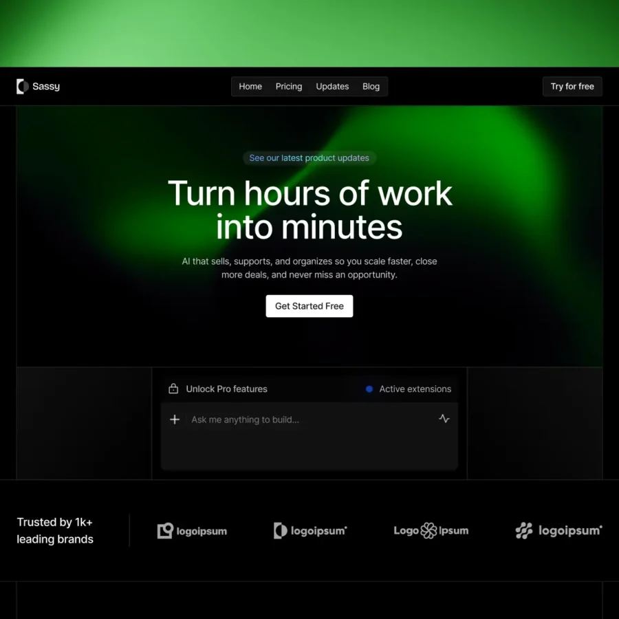 Sassy — AI Agency & SaaS Website template — EV Studio Framer Template