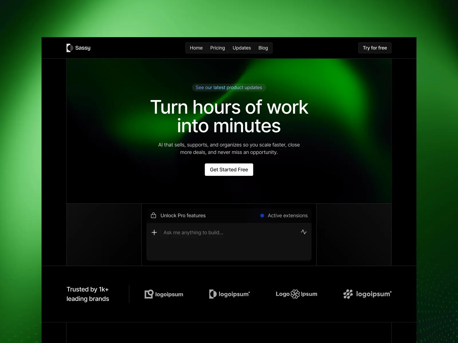 Sassy — AI Agency & SaaS Website template — EV Studio Framer Template