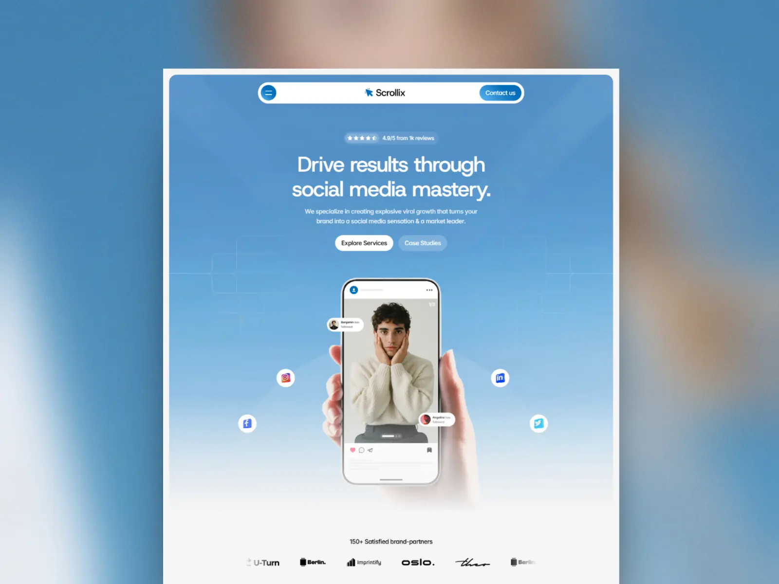 Scrollix — Social Media Agency Template — Nasir Nawaz Framer Template