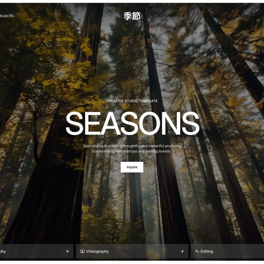 Seasons — Creative Studio Template — Wize Framer Template