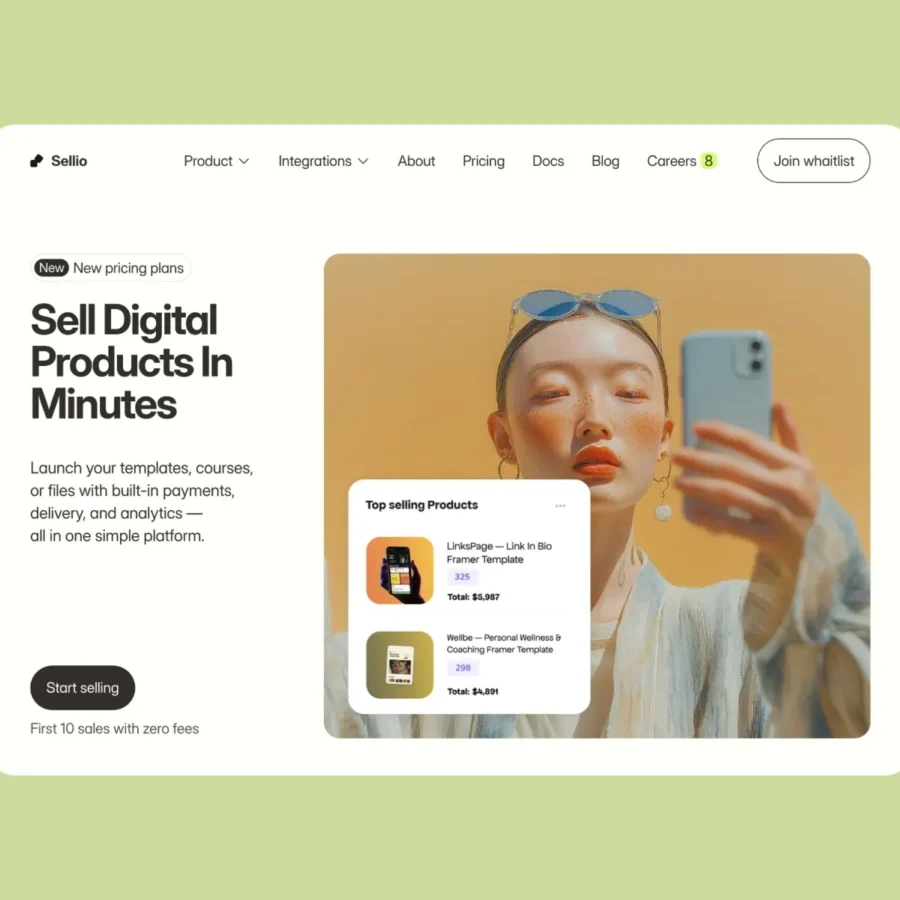 Sellio — SaaS Digital Products Template — Sasha Mozdir Framer Template