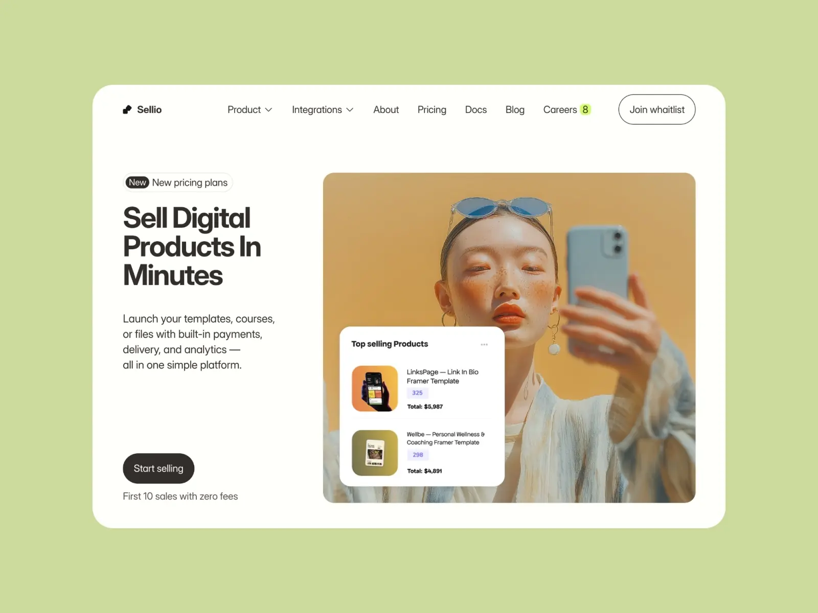 Sellio — SaaS Digital Products Template — Sasha Mozdir Framer Template