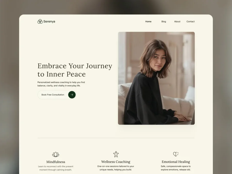 Serenya — Premium Wellness & Coaching — Over Sight Framer Template