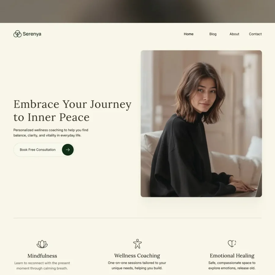 Serenya — Premium Wellness & Coaching — Over Sight Framer Template