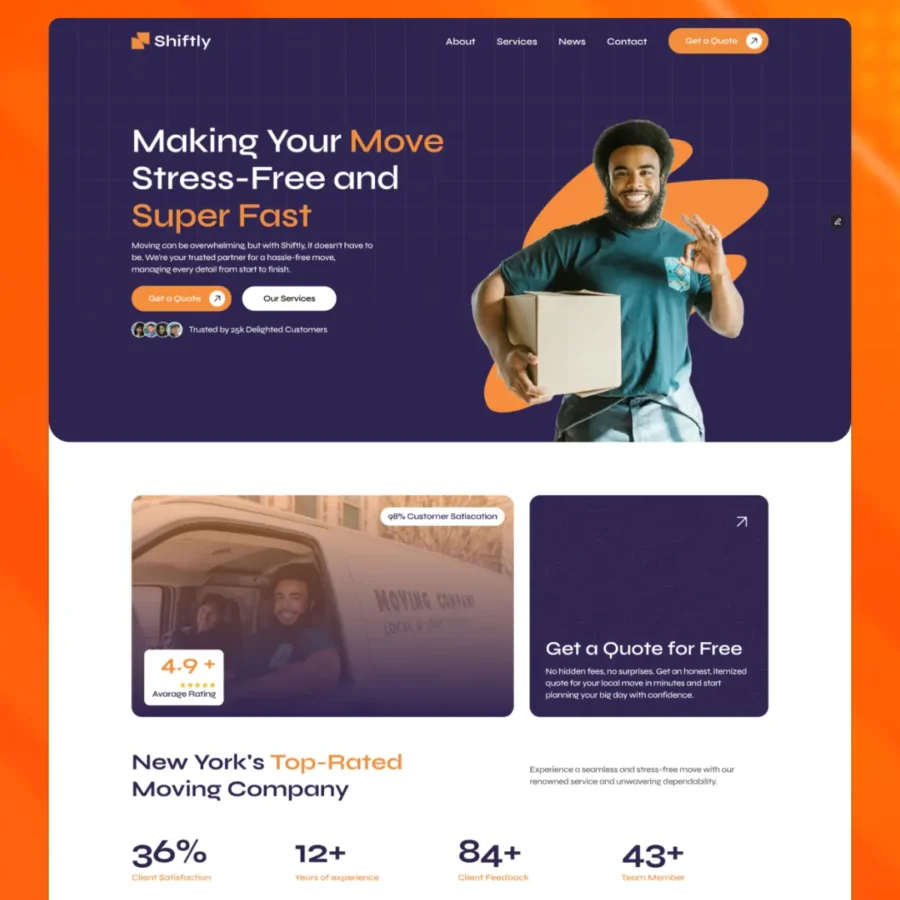 Shiftly — Moving Service Framer Template — Fahem Ahmed Framer Template