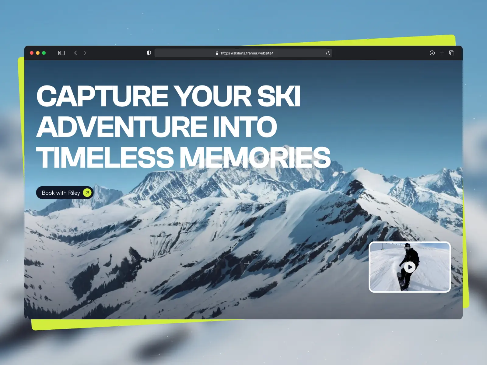 SkiLens — Sports Photography Template — Louisa Y Framer Template