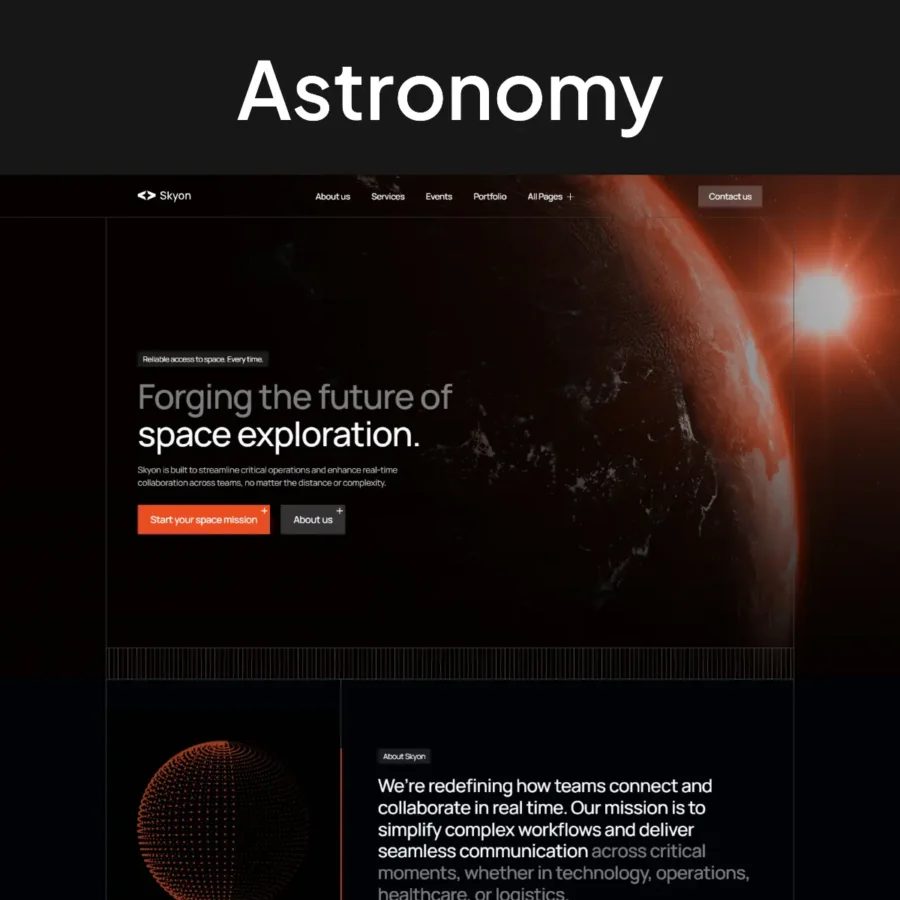 Skyon — Astronomy Club Framer Template — fourtwelve Framer Template