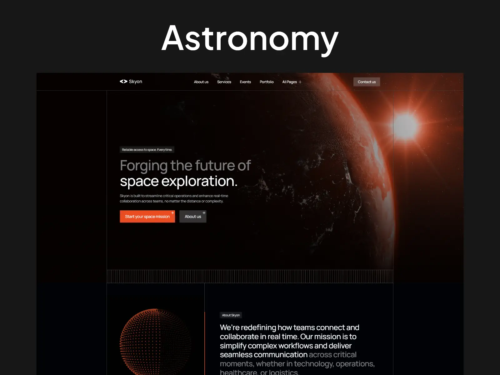 Skyon — Astronomy Club Framer Template — fourtwelve Framer Template