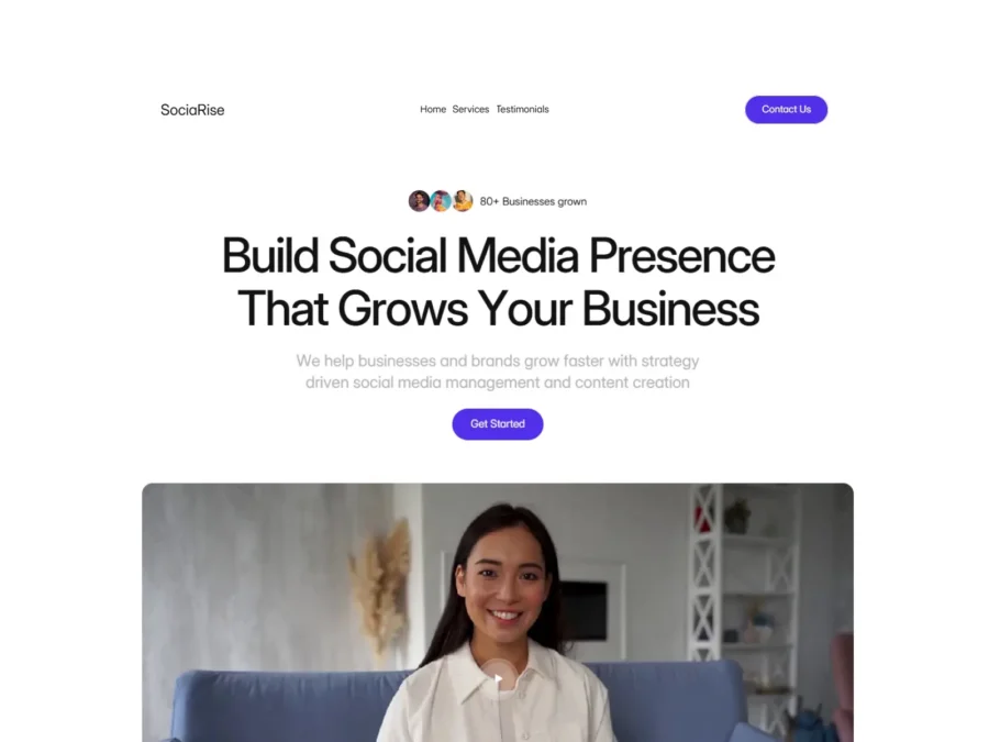 SociaRise — Social Media Agency Template — Daniel Akintunde Framer Template