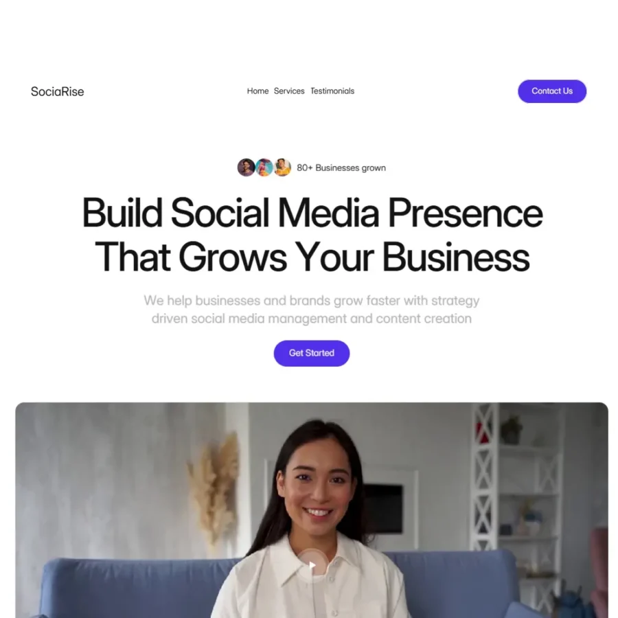 SociaRise — Social Media Agency Template — Daniel Akintunde Framer Template
