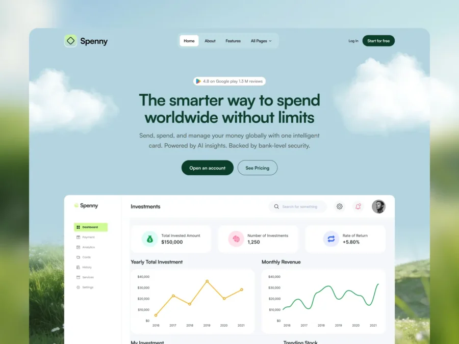 Spenny — Fintech & Finance Framer Template — Ui Hive Framer Template