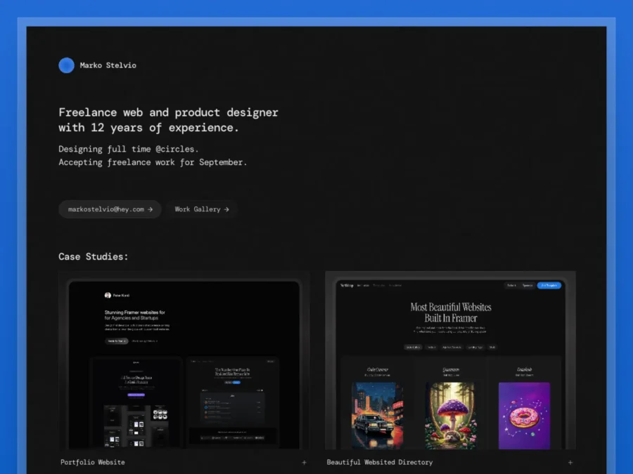 Stelvio — Minimal Portfolio Template — Peter Konti Framer Template