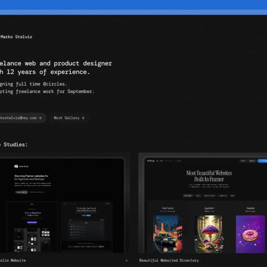 Stelvio — Minimal Portfolio Template — Peter Konti Framer Template