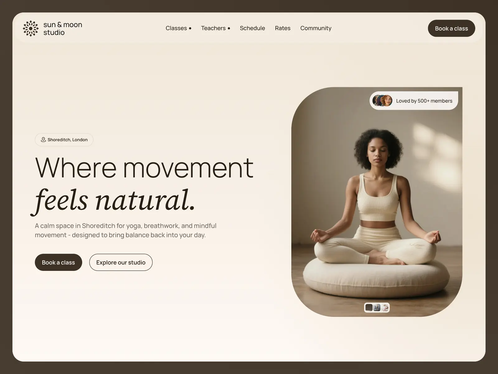 Sun & Moon — Yoga, meditation, and movement — Sebastian Framer Template