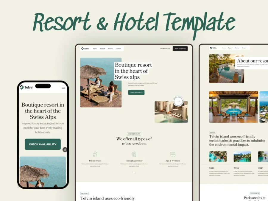 Telvin — Resort & Hotel Framer Template — FramerDevs Framer Template