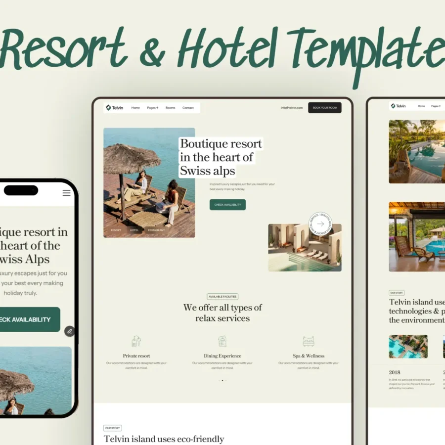 Telvin — Resort & Hotel Framer Template — FramerDevs Framer Template