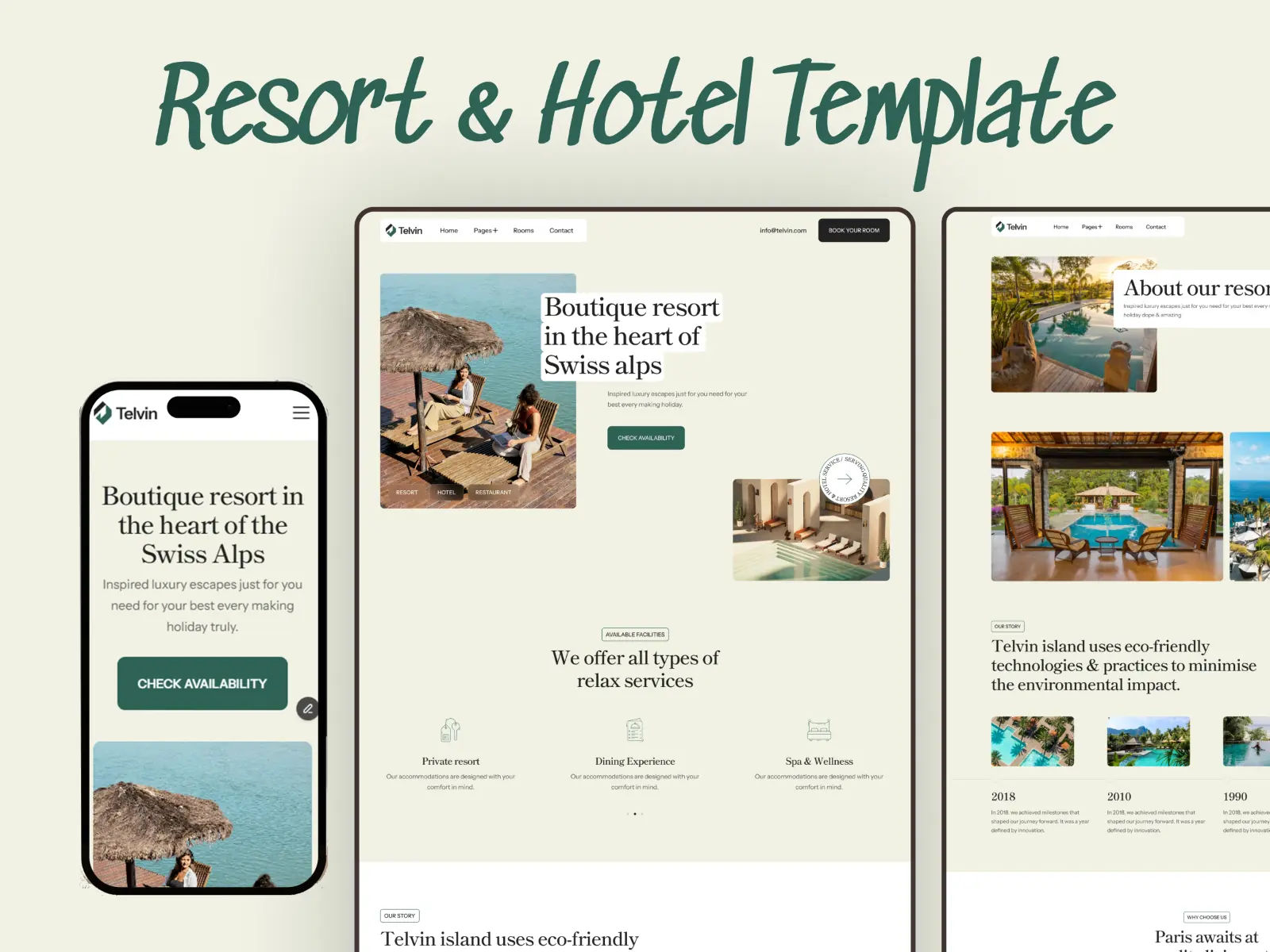 Telvin — Resort & Hotel Framer Template — FramerDevs Framer Template