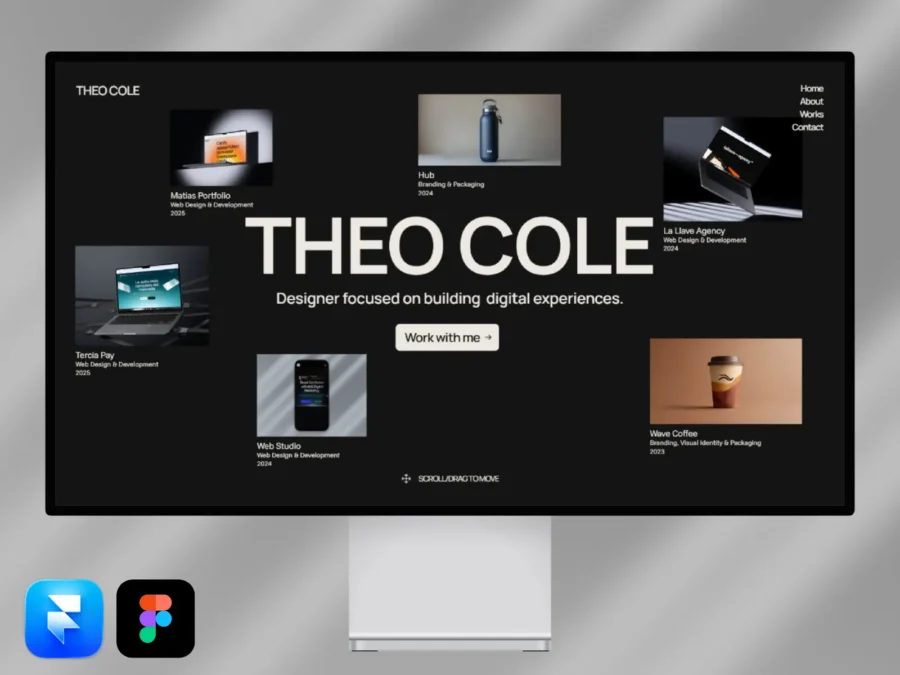 Theo Cole — Floating Portfolio Template — Max Iriani Framer Template