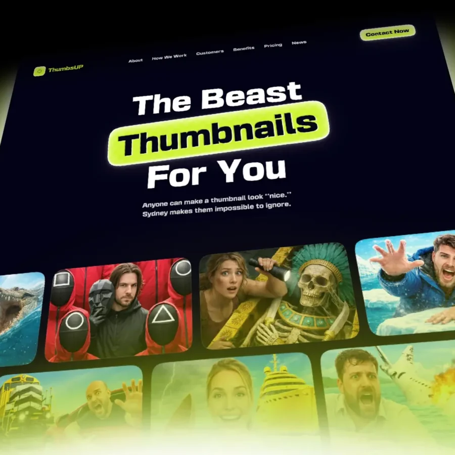 ThumbsUP — Thumbnail Designer Landing Page — Faruk Yurtseven Framer Template