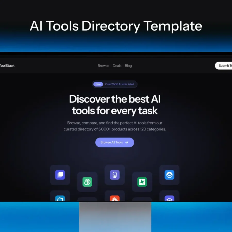 Toolstack — Free AI Tools Directory Template — Ninja Designs Framer Template