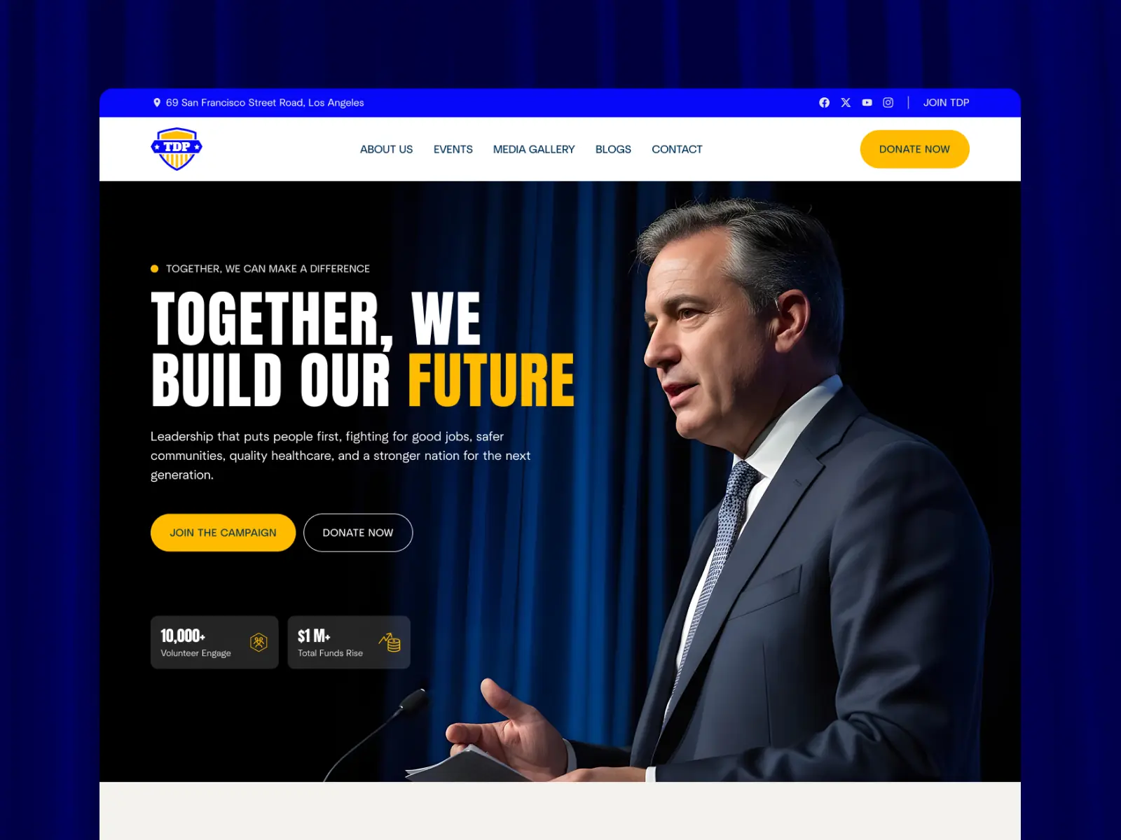 Treparty — Political Campaign Website — Framerbite Framer Template