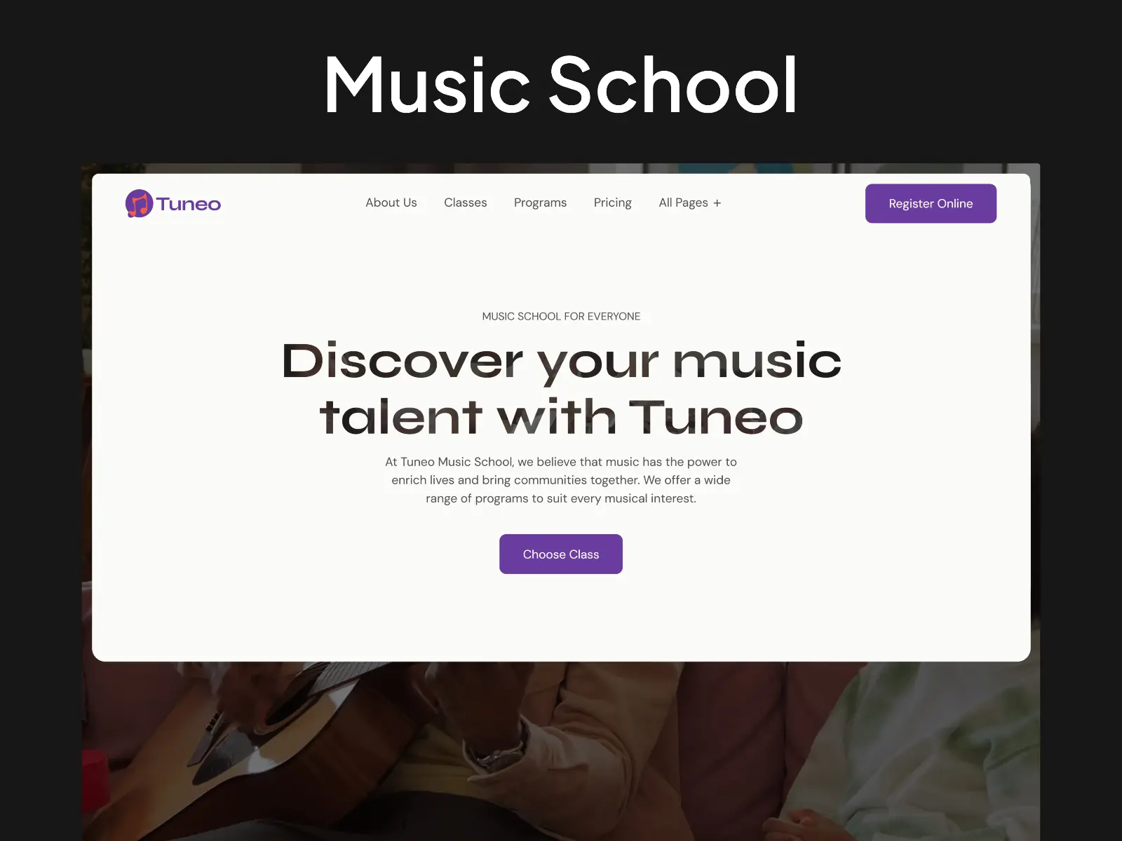 Tuneo — Music School Template — fourtwelve Framer Template