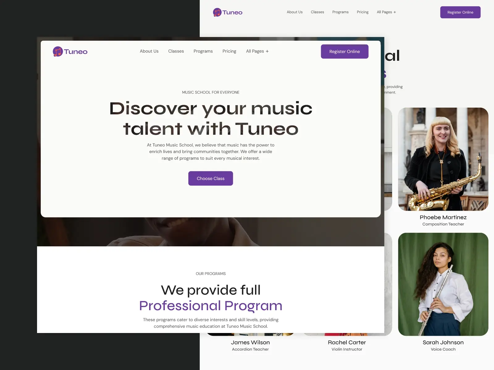 Tuneo — Music School Template