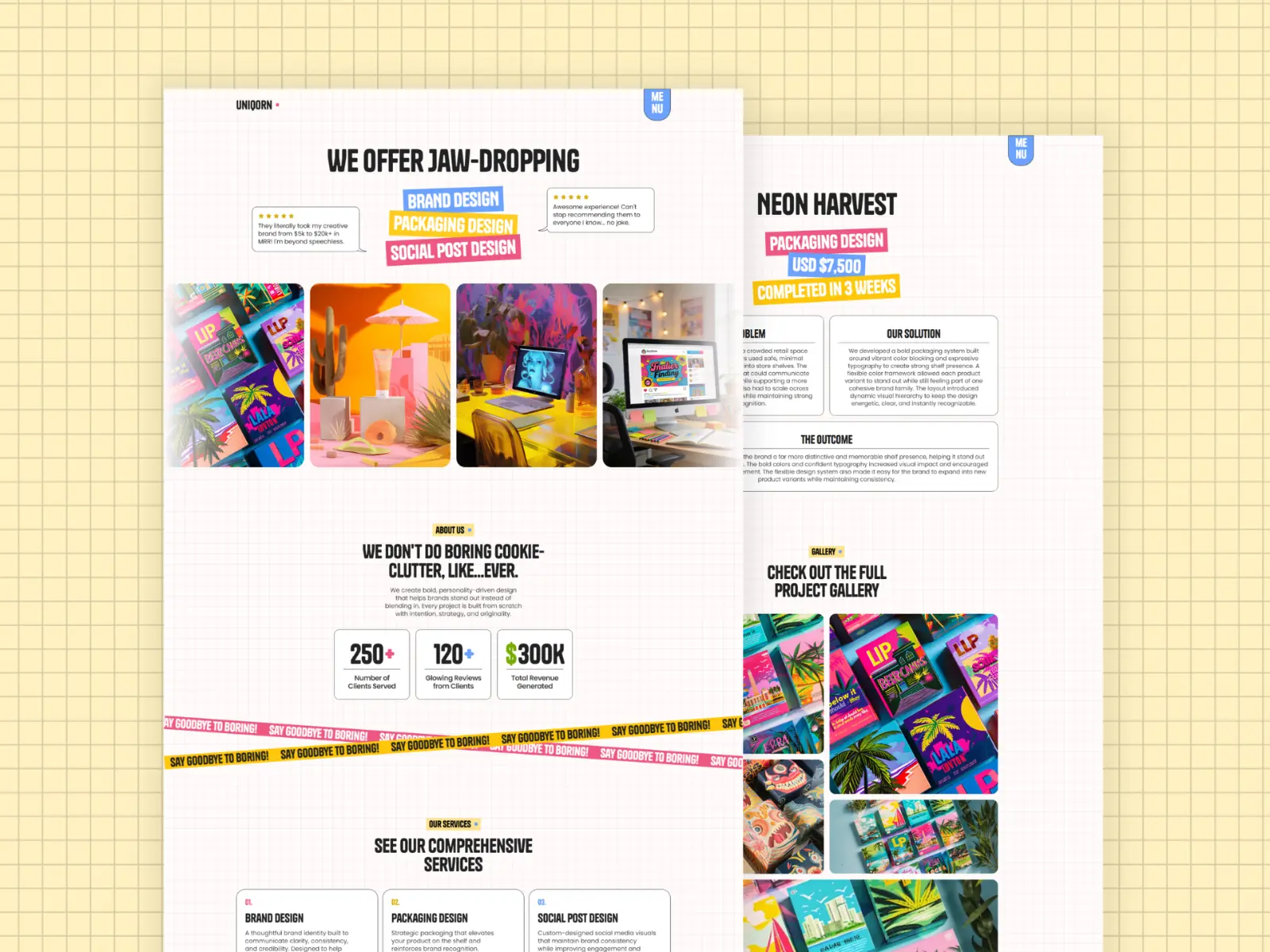 UNIQORN — Colorful Portfolio Template — Maleeha Framer Template