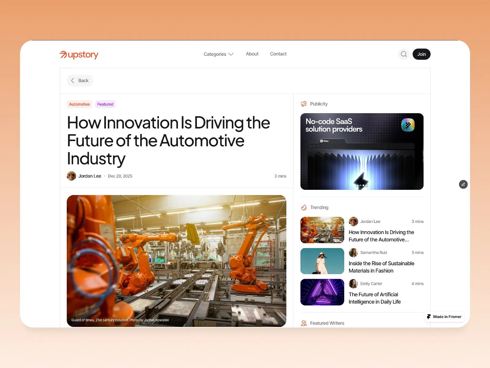 Upstory — A modern blog template