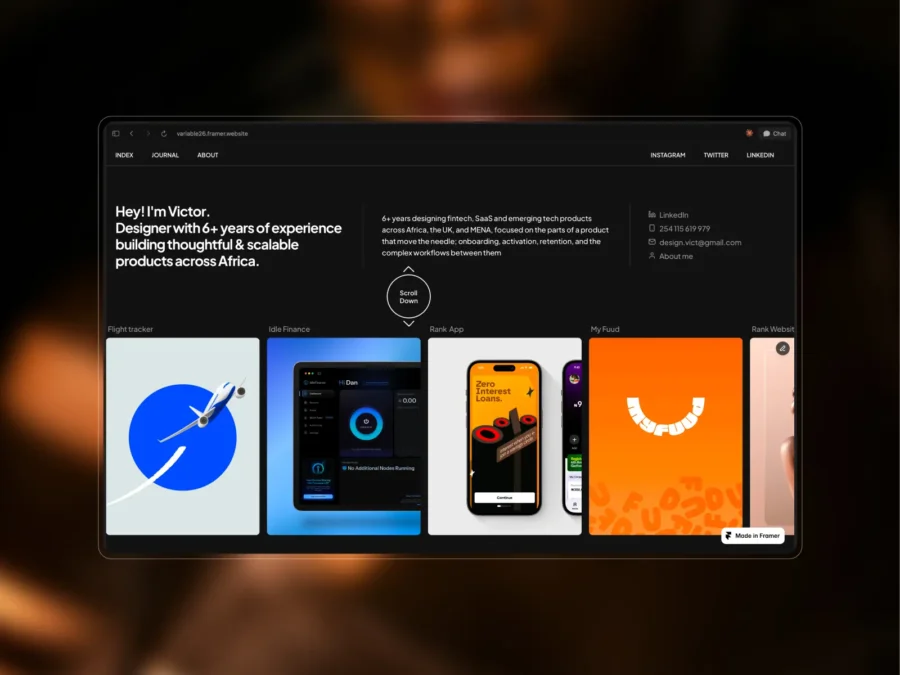 Variable 26 — 2026 Minimalist Portfolio template — Victor Adedini Framer Template