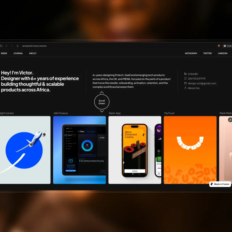 Variable 26 — 2026 Minimalist Portfolio template — Victor Adedini Framer Template