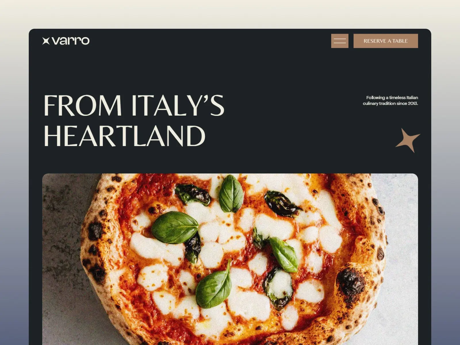 Varro — Modern Restaurant Template — Dave Klimek Framer Template