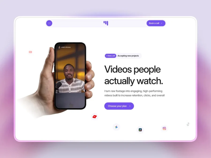 Veditor — Video Editor Portfolio Template — Umeh Chinonso Vincent Framer Template