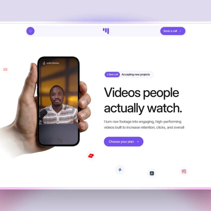 Veditor — Video Editor Portfolio Template — Umeh Chinonso Vincent Framer Template