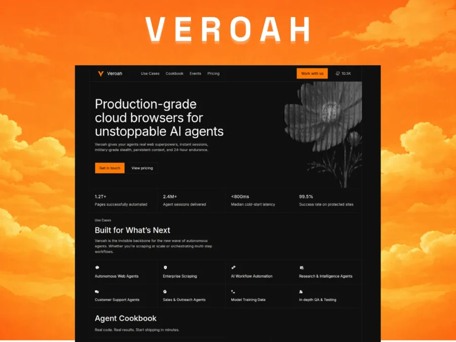 Veroah — AI Agent Cloud Browser — Snoweirdo Framer Template